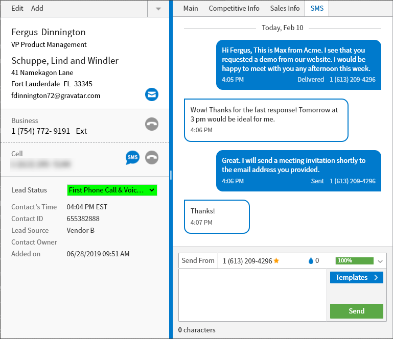 Figure 12 - SMS text messages