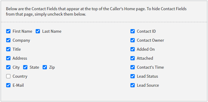 Figure 6 - Standard Contact Fields